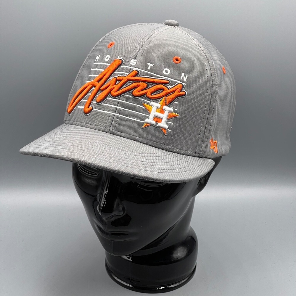 Houston Astros Men's Baseball Cap Hat Fitted Small Medium Gray Stretch Fit MLB